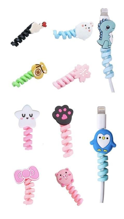 新品 【villageriver】断線防止カバー ケーブル保護カバー イヤホン 断線防止 可愛い 目印 ケーブルプロテクター (10 10個セット)