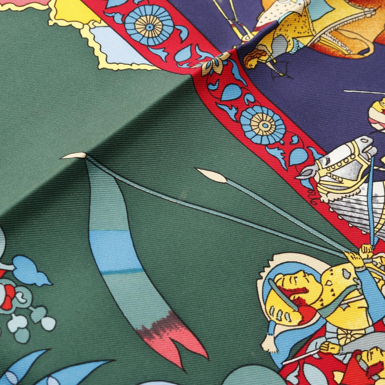 エルメス HERMES スカーフ カレ90 fantaisies indiennes ネイビー系