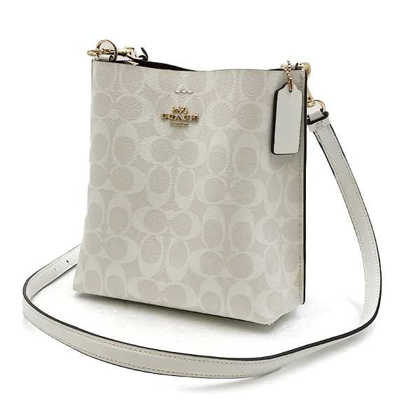 超美品 コーチ COACH ショルダーバッグ モリー バケット シグネチャー柄 PVC ホワイト ショルダーのみ【中古】 超美品 コーチ ショルダーバッグ モリー バケット シグネチャー PVC 白