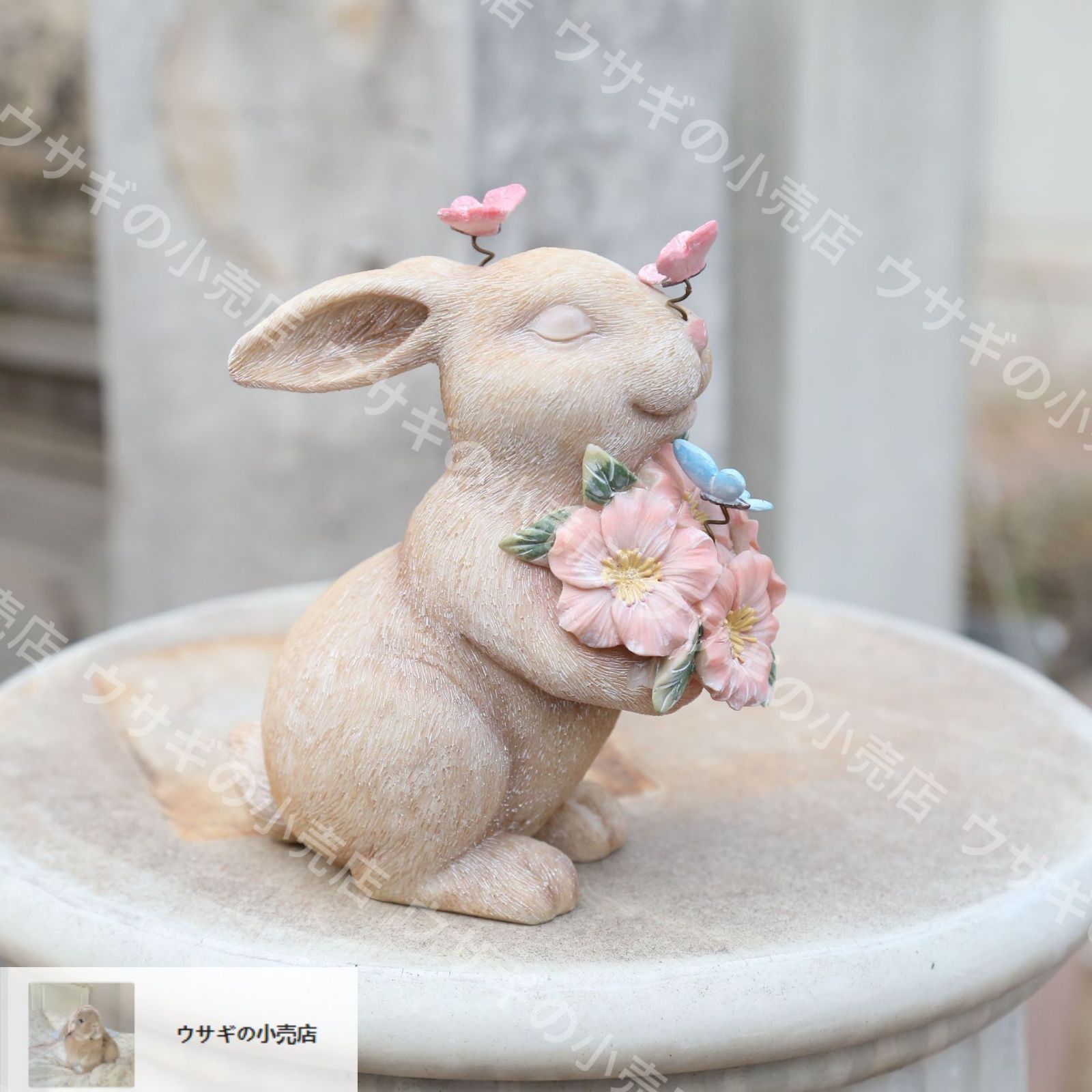 新品・未使用】置物 オブジェ ガーデンオーナメント 花を持って