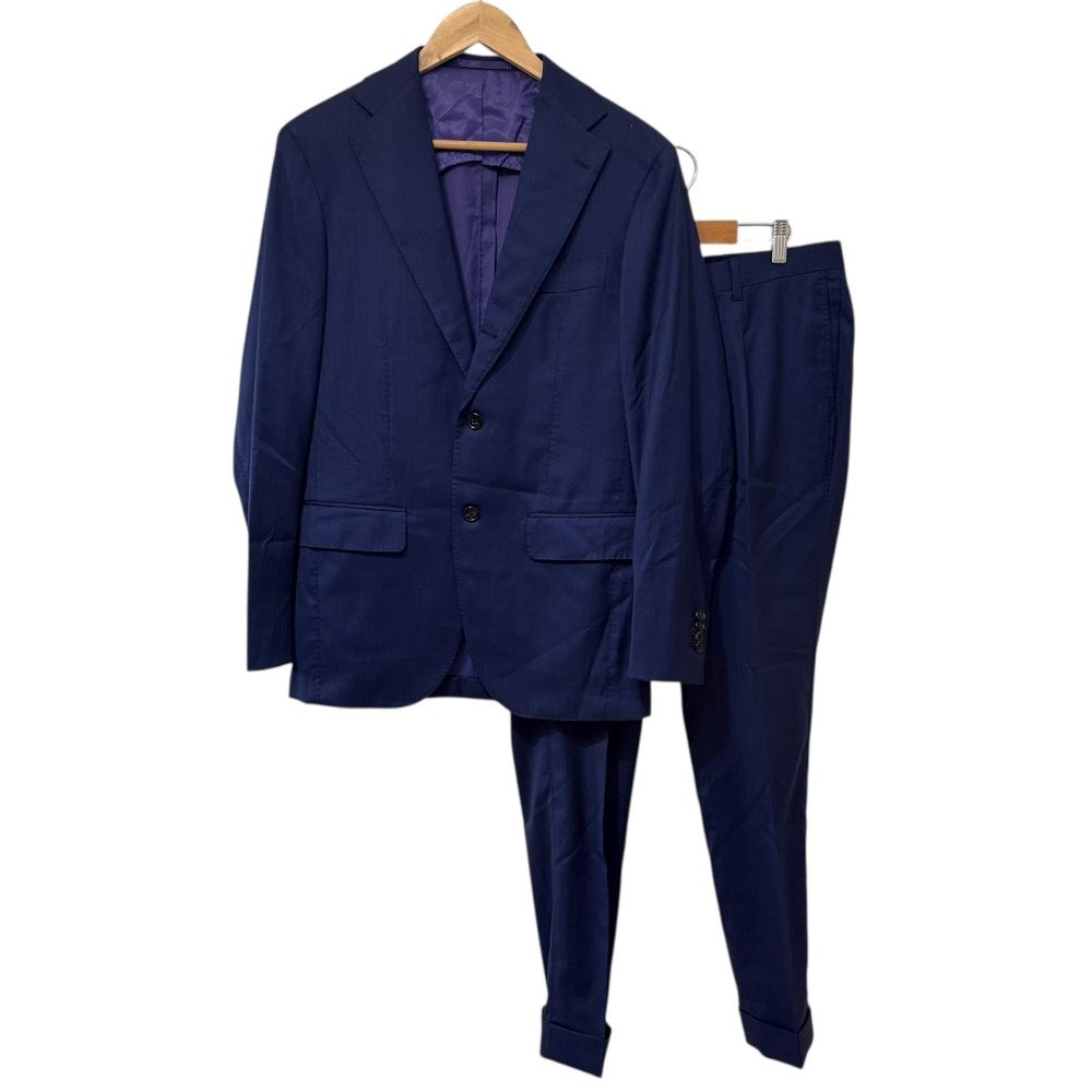 BEAMS F ビームスエフ Brilla per il gusto LORO PIANA WOOL SILK SOLARO ジャケット＋スラックスパンツ スーツ 46 ネイビー メンズ 古着