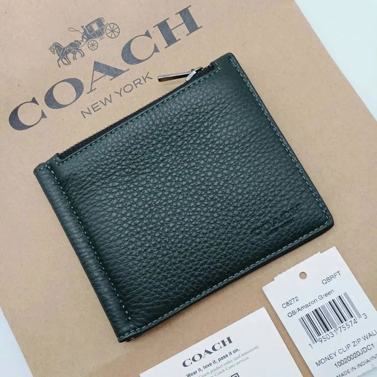 新商品　COACH　コーチ　マネークリップ　折り財布　正規品 新品 COACH 折り財布 マネークリップ メンズ 人気の小銭入れ付き