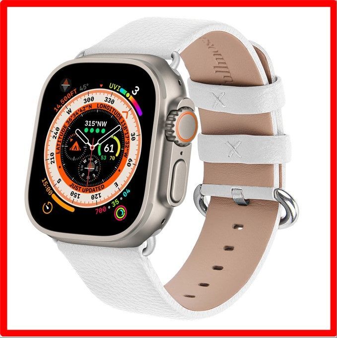 【送料無料 】 38/40/41mm_ホワイト/シルバーバックル Litchi アップルウォッチ バンド レザー apple watch ベルト iwatch 