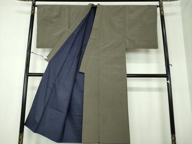 平和屋着物○上質なお召 変わり格子 背抜き仕立て 正絹 逸品 DAAT1068tw