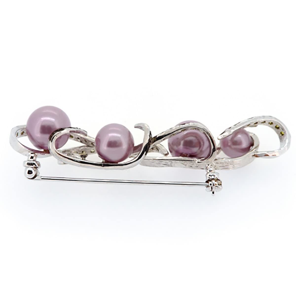 数量 パープル BC80046 ロジウムメッキ エレガント パールブローチ LAVINA TALLINNNEXPO_COM