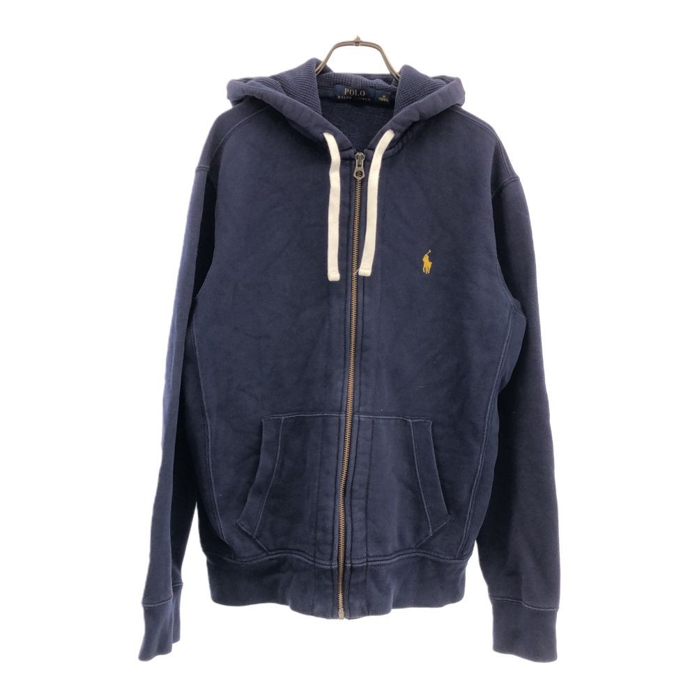 ポロラルフローレン ロゴ刺繍 長袖 スウェットパーカー M ネイビー POLO RALPH LAUREN 裏起毛 ワンポイント メンズ 古着 【240407】