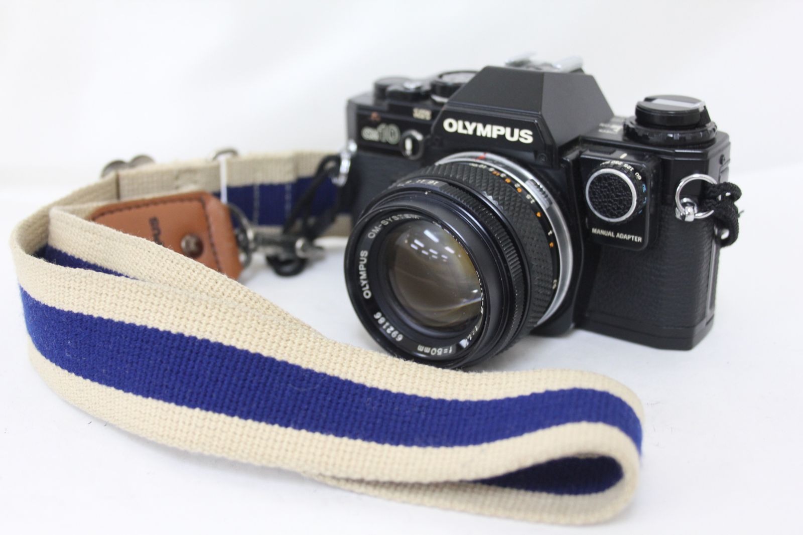 返品保証 オリンパス Olympus OM10 ブラック G.Zuiko Auto-s 50mm F1.4 マニュアルアダプター付き ボディレンズセット e212