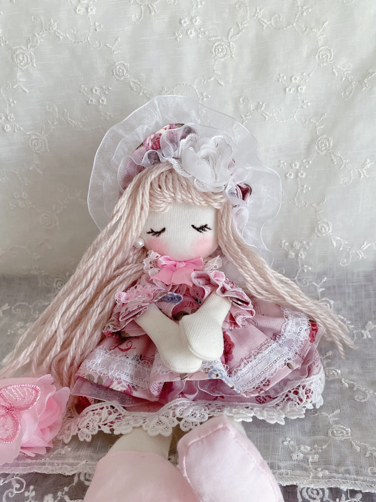 カントリードール♡ハンドメイド♡お人形♡ピンク？サーモンピンク？♡ カントリードール♡ハンドメイド♡お人形♡ 人形