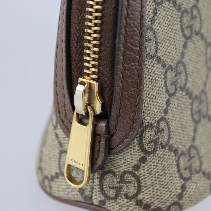 Pouch with GG detail in beige and ebony Supreme