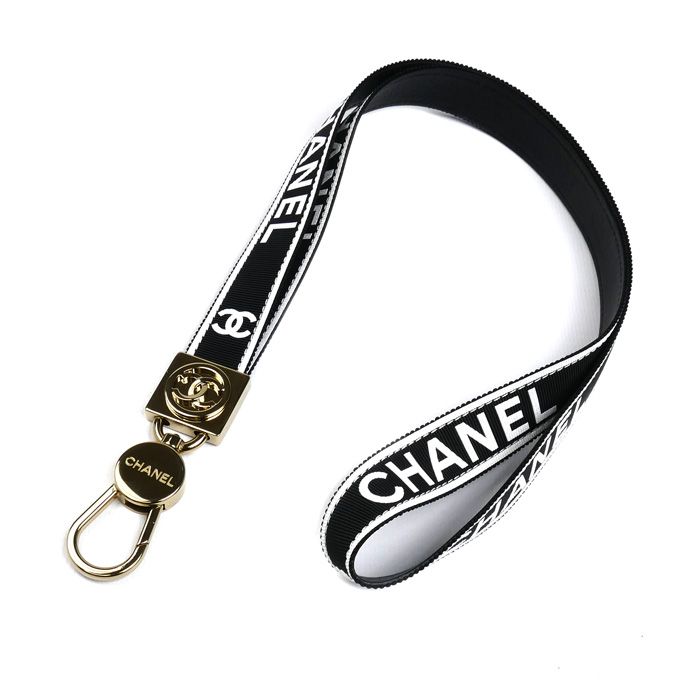 CHANEL シャネル ココマーク B25P ストラップ ネックストラップ ブラック ホワイト AAA911 レディース