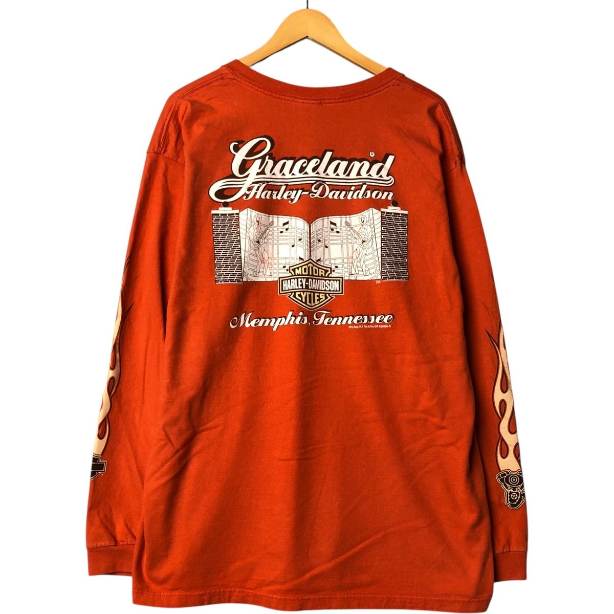 00s HARLEY DAVIDSON ファイヤーパターン プリント ロンT 古着 00年代 ハーレーダビッドソン Harley-Davidson ファイヤー