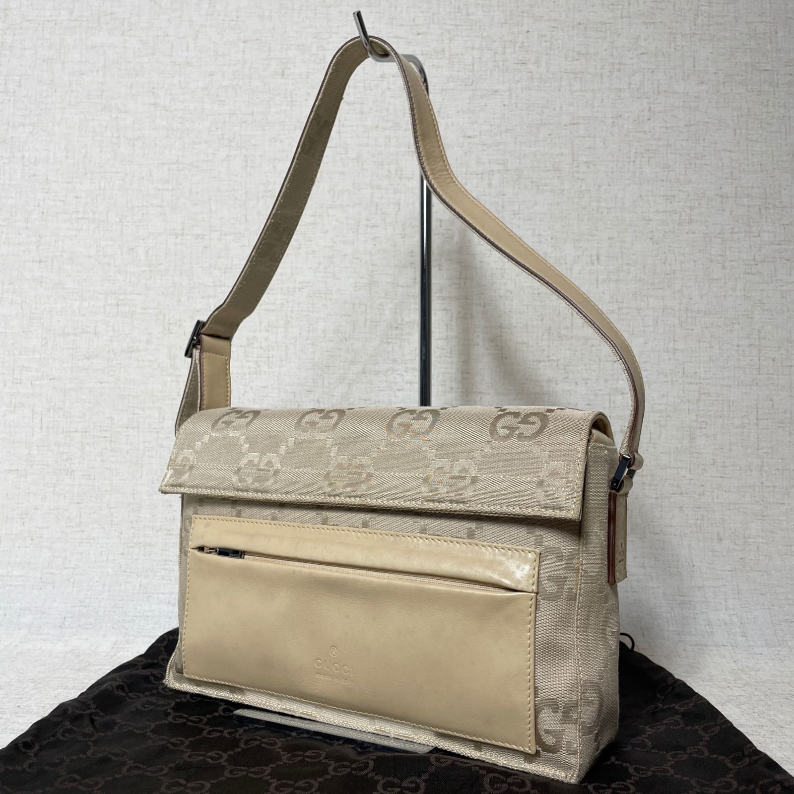2504-94｜美品｜グッチ GGキャンバス ショルダーバッグ ベージュ 2504-94｜美品｜グッチ GGキャンバス ショルダーバッグ ベージュ
