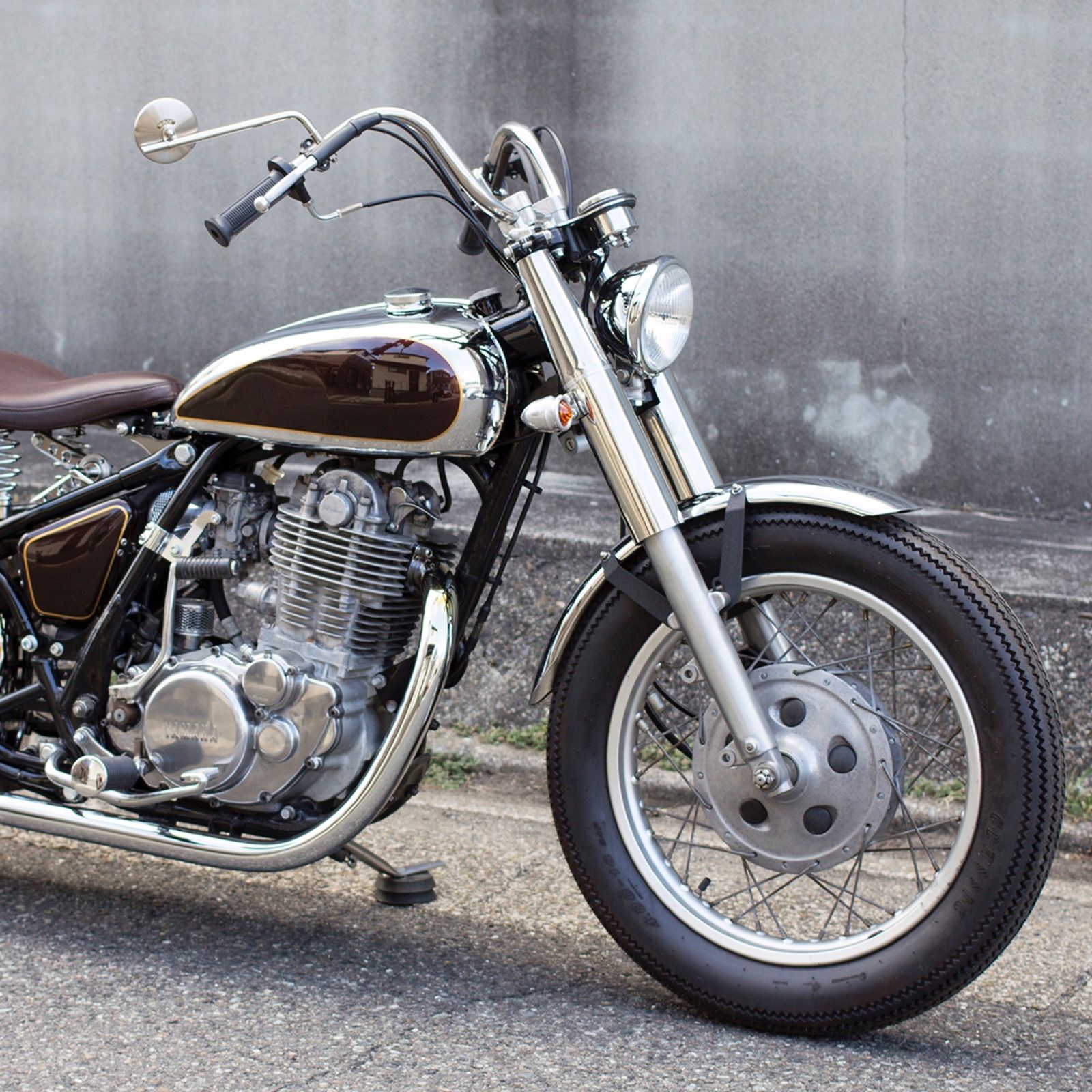 SR400/500用 フロントフォークカバー ポリッシュ MOTOR ROCK (MR