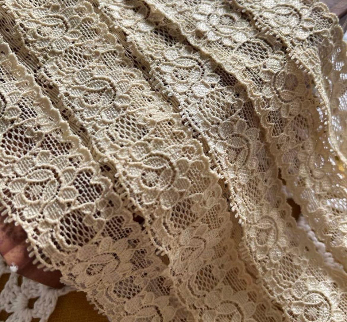 ジャンクジャーナル素材☆紅茶染めフリルレース2メートル ジャンクジャーナル素材☆紅茶染めフリルレース2メートル ジャンク