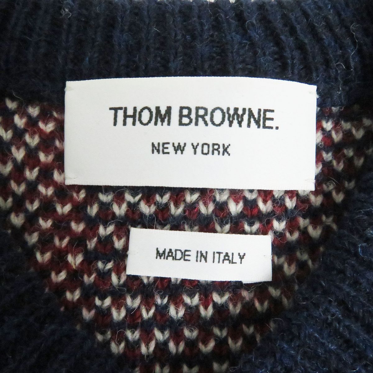 極美品□THOM BROWNE/トムブラウン MKA319A 織柄 シェルボタン Vネック