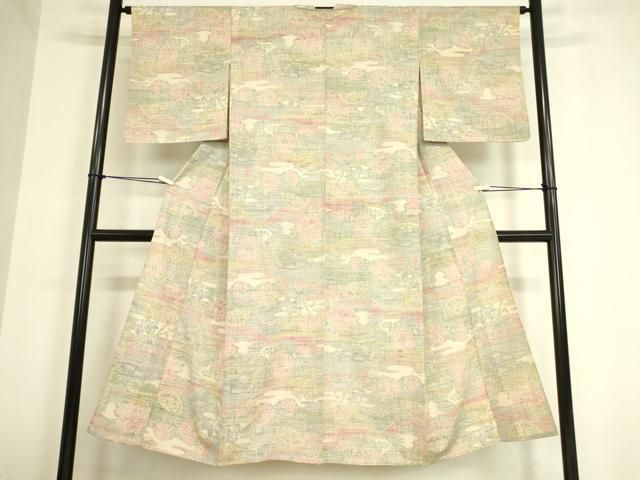 平和屋着物○半幅帯 花織 横段抽象文 正絹 逸品 DAAX0223cm