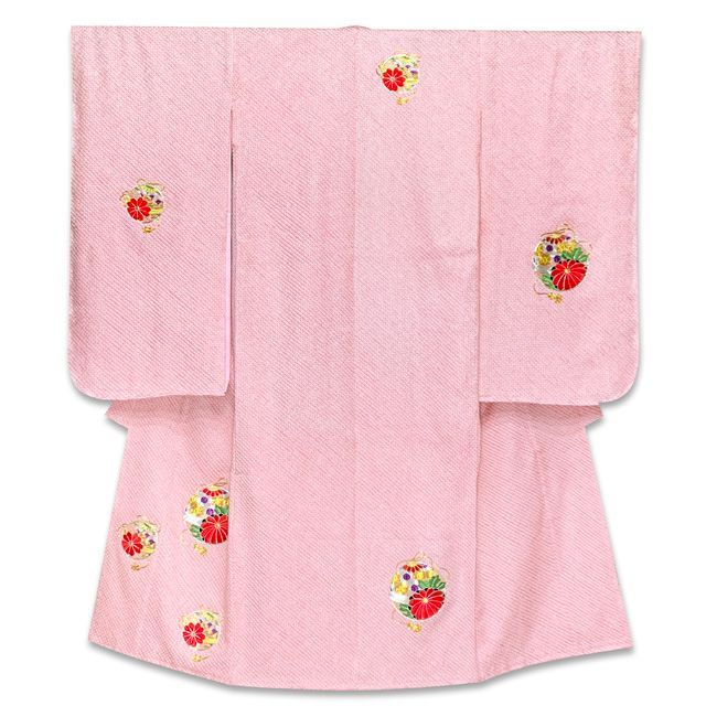 七五三 着物 7歳 フルセット 正絹 女の子 絞り染 金駒刺繍 絵羽付けの子供着物 コーディネートフルセット ピンク 鈴 IYS1013i19-273RR