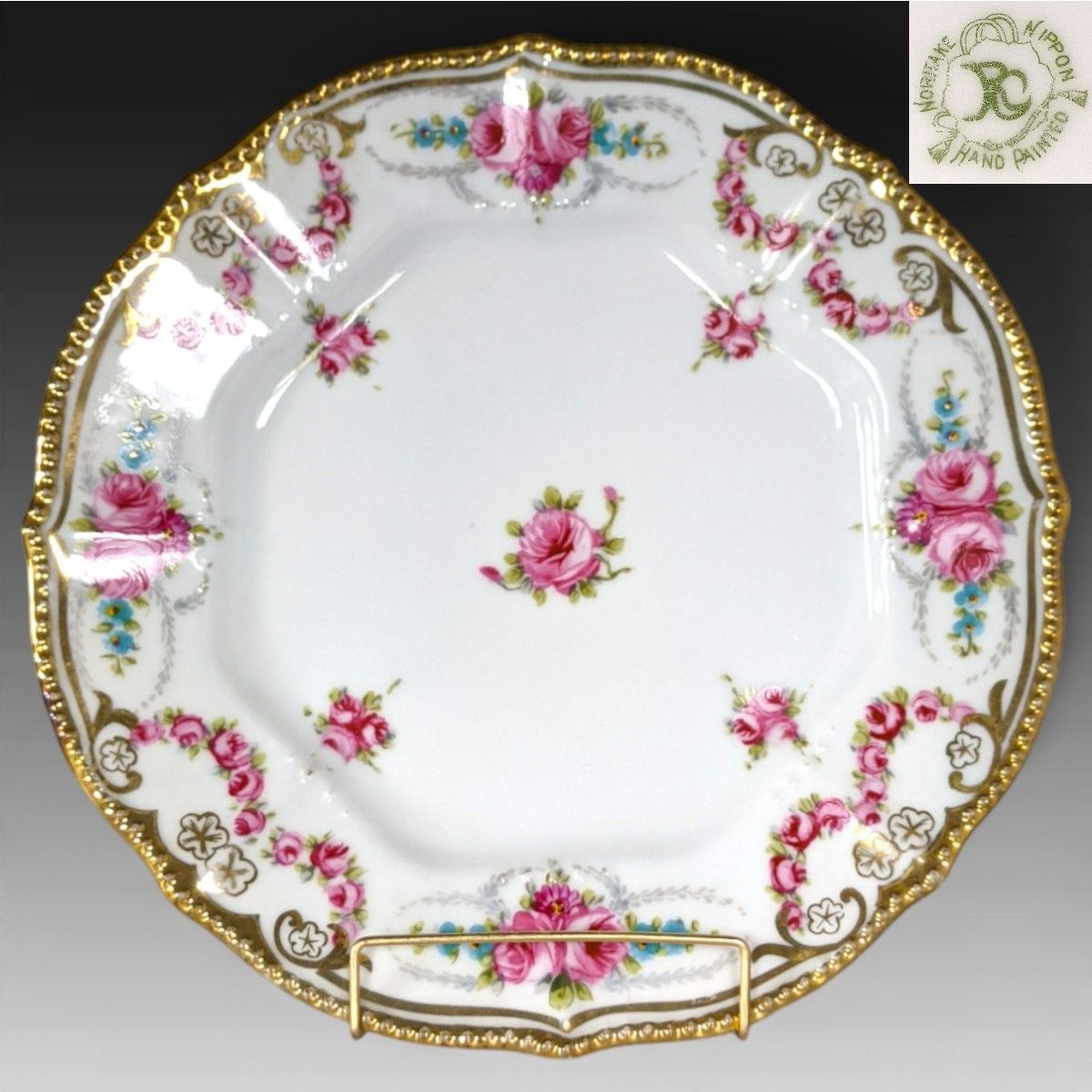 ３枚セット ノリタケ RCライン アールヌーボー 金点盛上げガーランド模様薔薇絵 キャビネットプレート 302_504_514 WWW_IBETON_RU