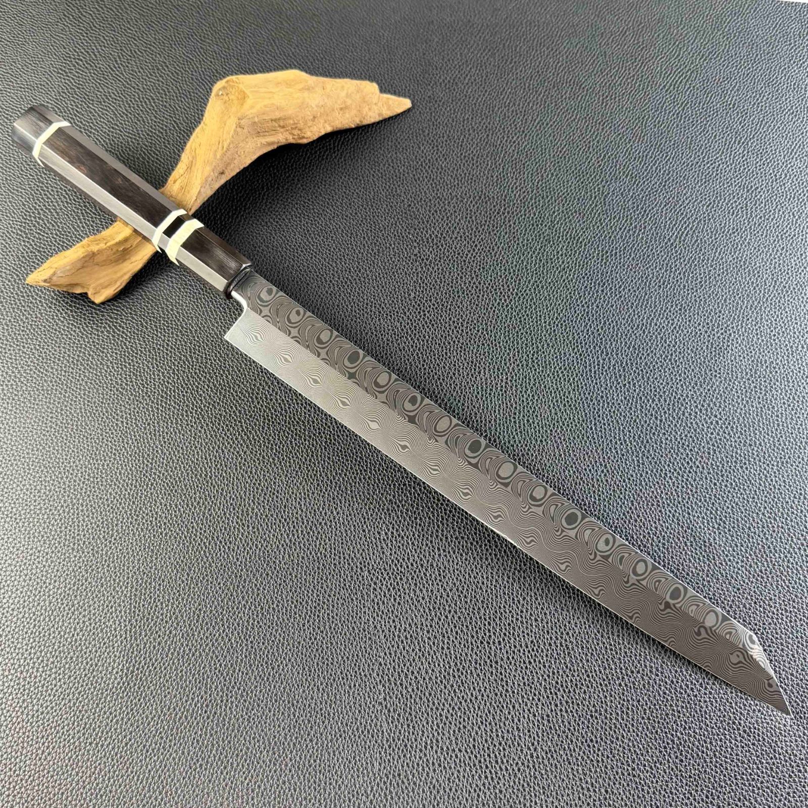 切付柳刃包丁 尺 刃渡り300 mm ダマスカス鋼 本刃付け 和包丁 刺身包丁 八角柄 時選択