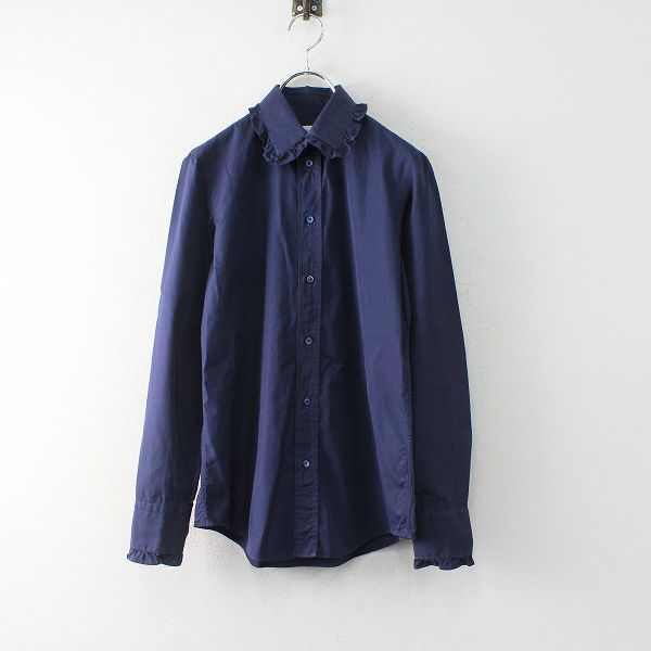 Drawer ドゥロワー 別注 Salvatore Piccolo サルヴァトーレピッコロ コットンフリルシャツ 42/ネイビー