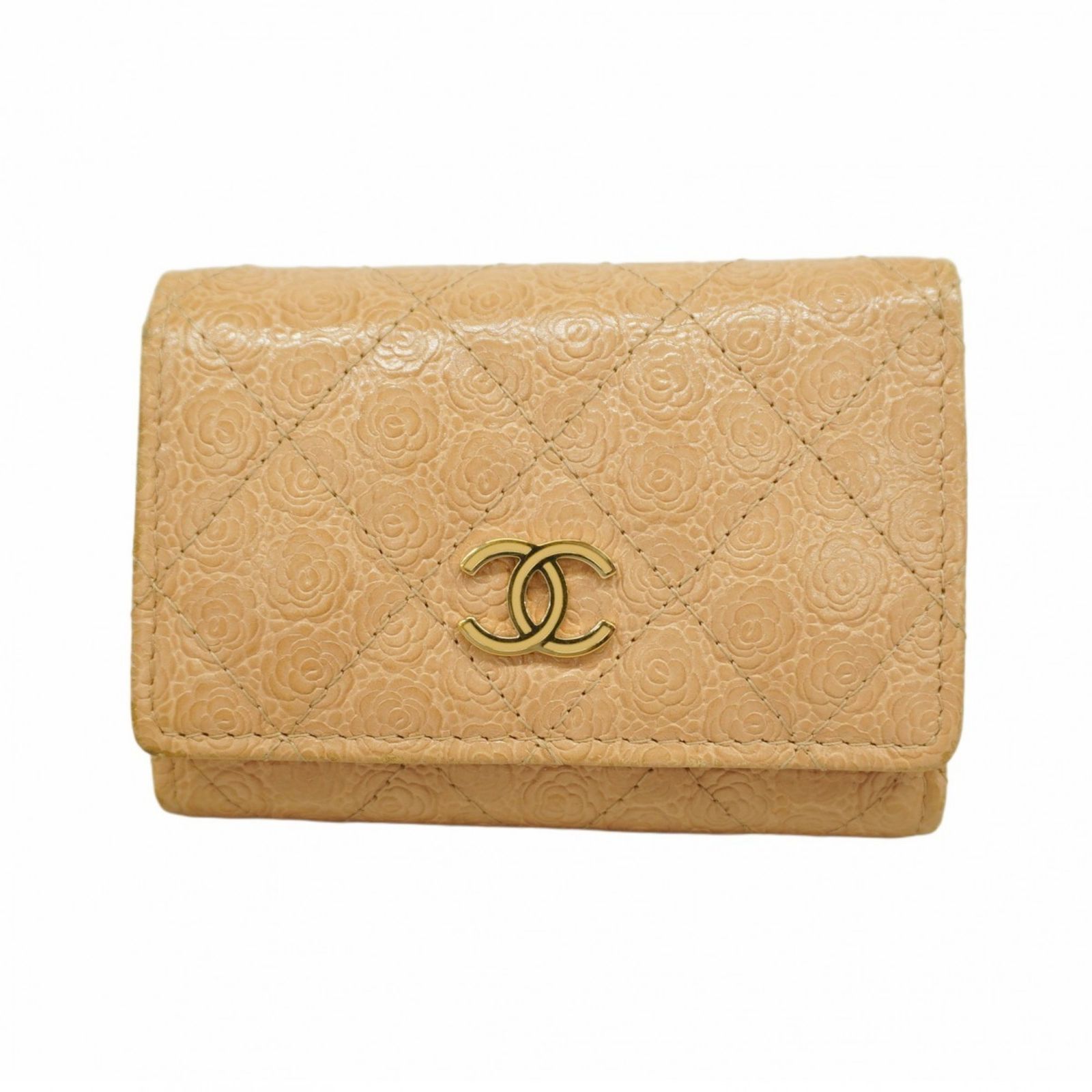 シャネル Chanel シャネル キーケース カメリア レザー ベージュ レディース
