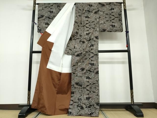 平和屋着物○本場大島紬 残糸織 やたら織 変わり間道 正絹 逸品 未