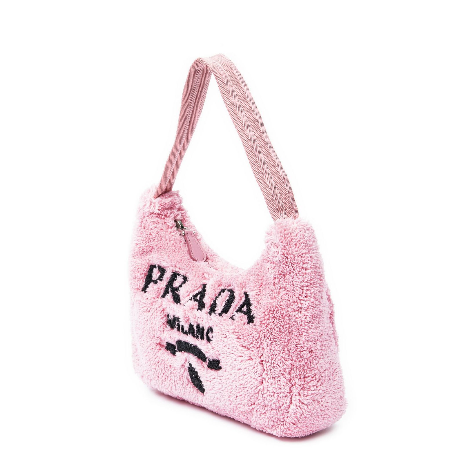 PRADA プラダ 2000年リイシュー テリー ミニ ホーボー ピンクスプーニャキャンバスA