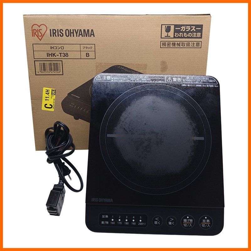 中古 ○アイリスオーヤマ○一口IH調理器 IHクッキングヒーター IHK-T38