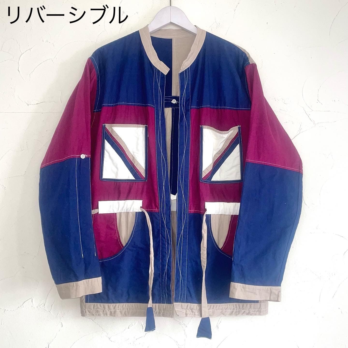 vintage リバーシブル パッチワークキルト JKT ノーカラー ビンテージ - メルカリ