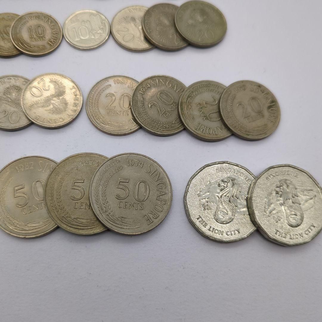 シンガポール 旧貨幣 約30枚 外貨 旧硬貨 外国 まとめ アメリカ イタリア フランス シンガポール スイス
