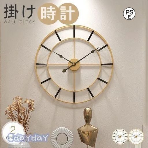 掛け時計 おしゃれ 時計 直径50cm 装飾 文字盤 壁掛け アンティーク 大きい ウォールクロック 北欧 ローマ数字 モダン アナログ シンプル