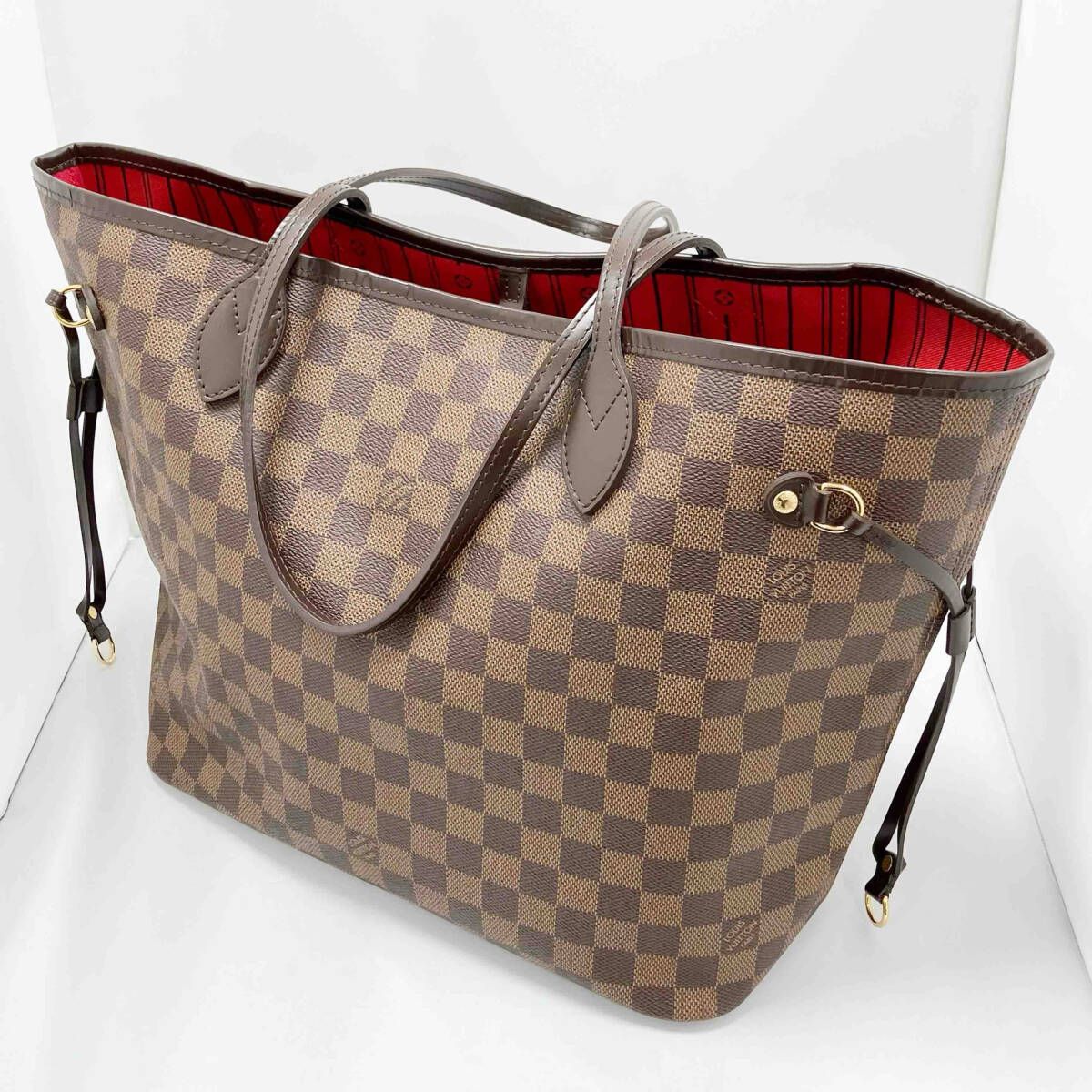 【本物保証】 超美品ルイヴィトンバッグネヴァーフルＭMトートバッグダミエ　大容量 LOUIS VUITTON ネヴァーフル MM トートバッグ ブラック ゴールド