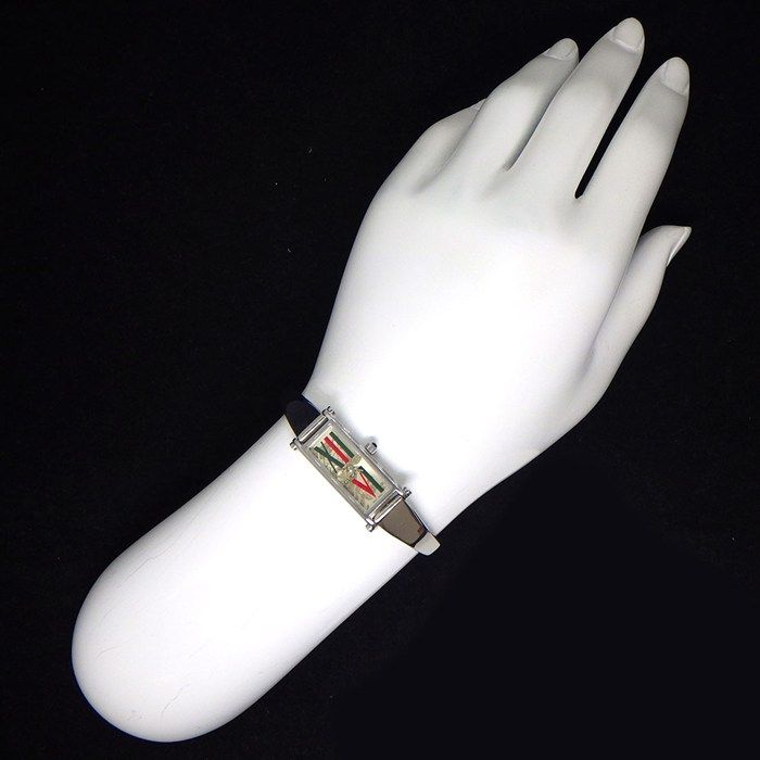 グッチ GUCCI 腕時計 バングルウォッチ 1500L ホースビット グリーン  