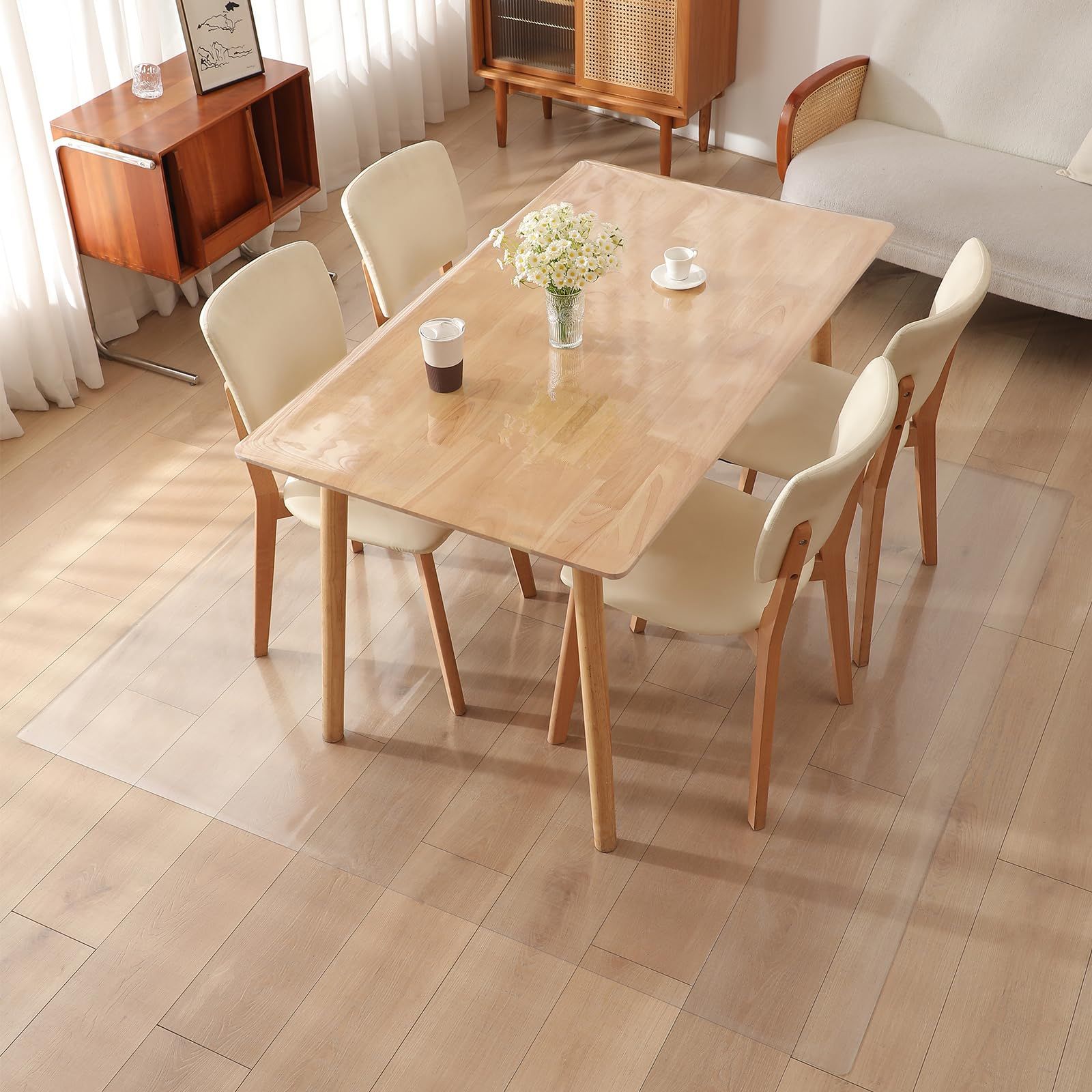 【特価商品】Yiwbj ダイニングマット 透明 エンボス加工 200x240cm 厚さ1.5mm 特大サイズ PVC 床保護マット クリア 撥水 ダイニングテーブル 下に敷くマット 超大判 床 保護シート 汚れ防止 お手入