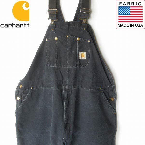 00s carhartt R01 BLK ダブルニー ダック オーバーオール 黒 実寸W48