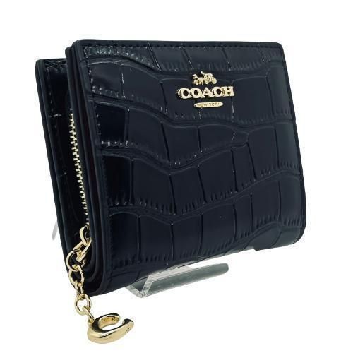 新品】⭐COACH 折り財布 クロコ型押し ブラック【匿名配送】 - ショウ