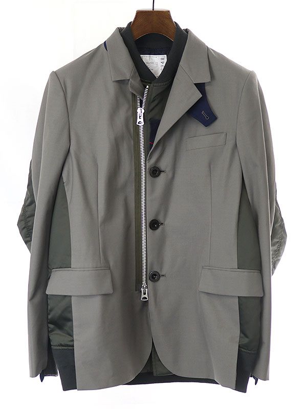 sacai サカイ 23SS Suiting Jacket ドッキング3Bジャケット カーキ