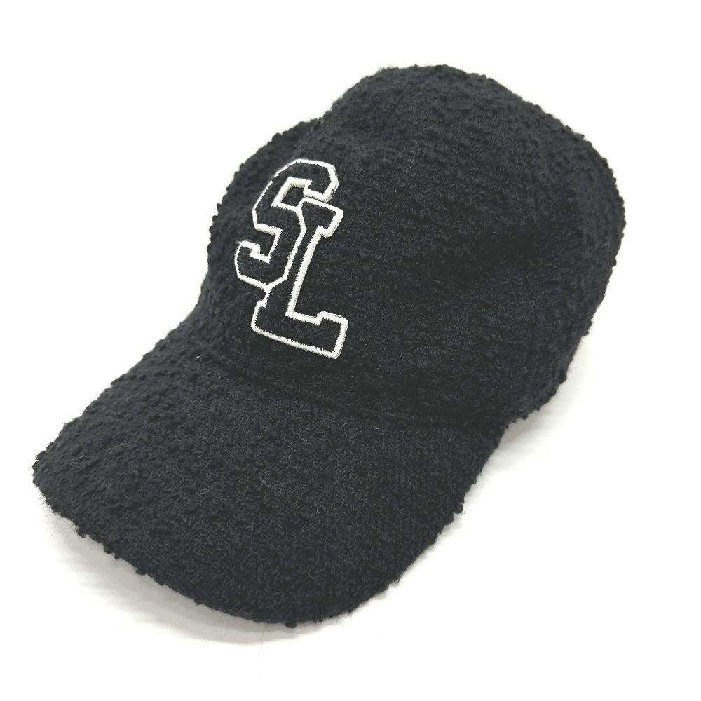 サンローランパリ 676437 YSLロゴ ツイード キャップ ブラック 美品 
