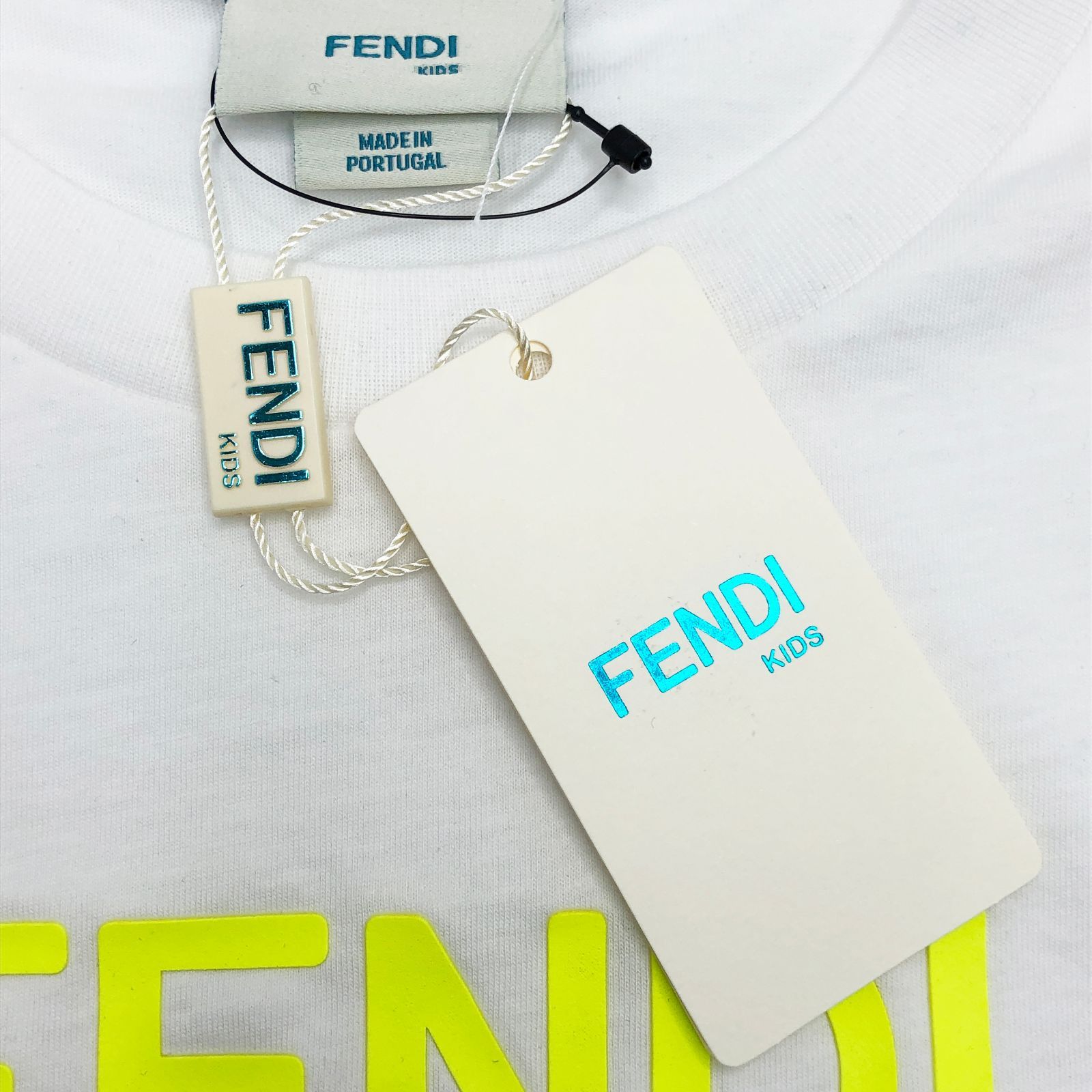 FENDI フェンディ FENDI ROMA KIDS キッズ ロゴプリント クルーネック Tシャツ ホワイト JUI137 7AJ F0TU9