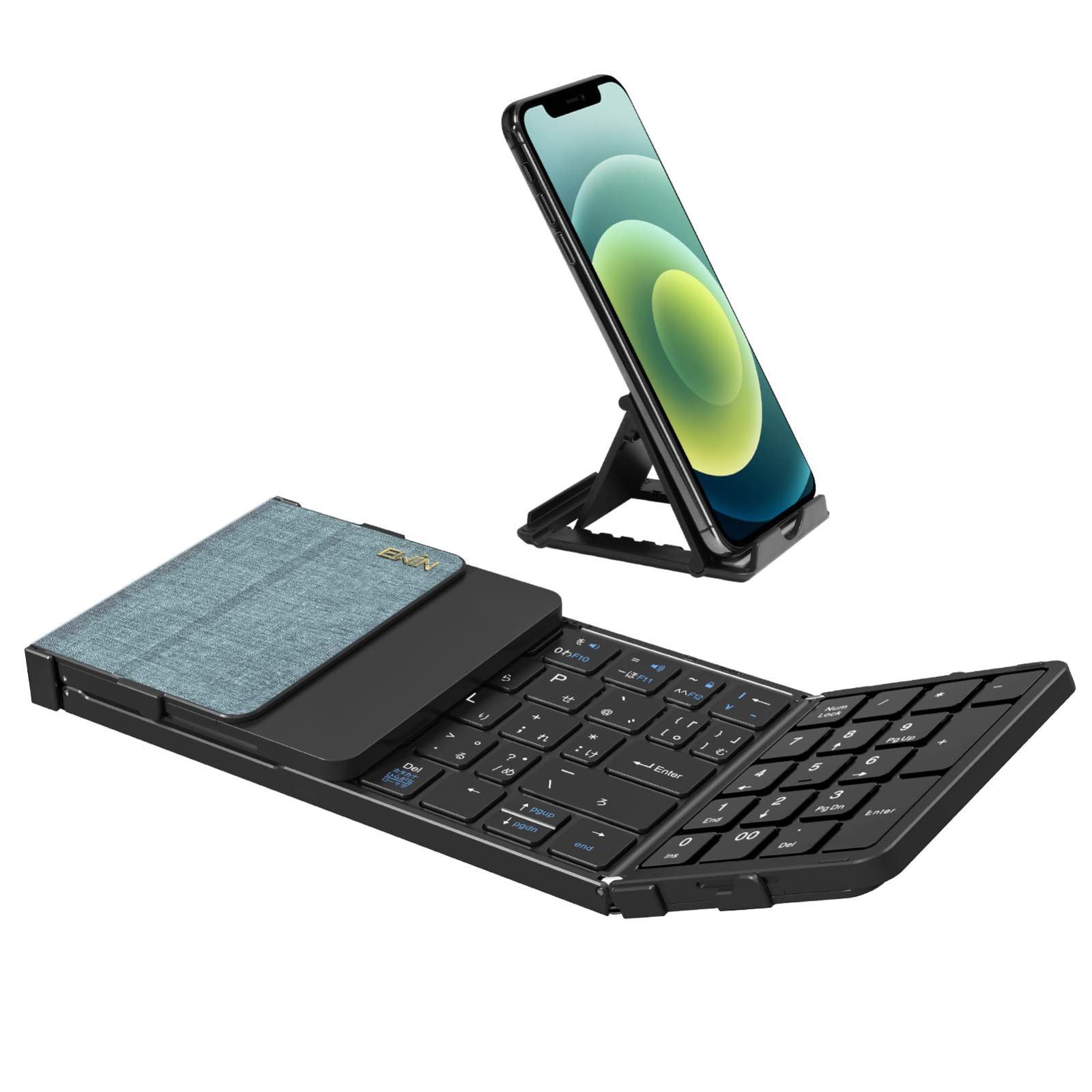 【在庫セール】キーボード ワイヤレス キーボード テンキー付き Bluetooth 折り畳み式 JIS日本語配列 静音 超薄型 【EWiN】 USB充電 スタンド付き iPad/タブレット/スマホ/ノートPC/パソコン ios/Androi