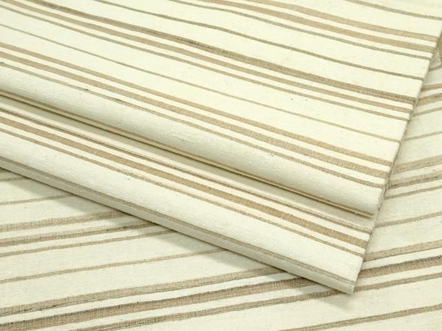 野蚕糸 ムガシルク 袋帯 全通柄 横段 平和屋着物○インド・アッサム 野