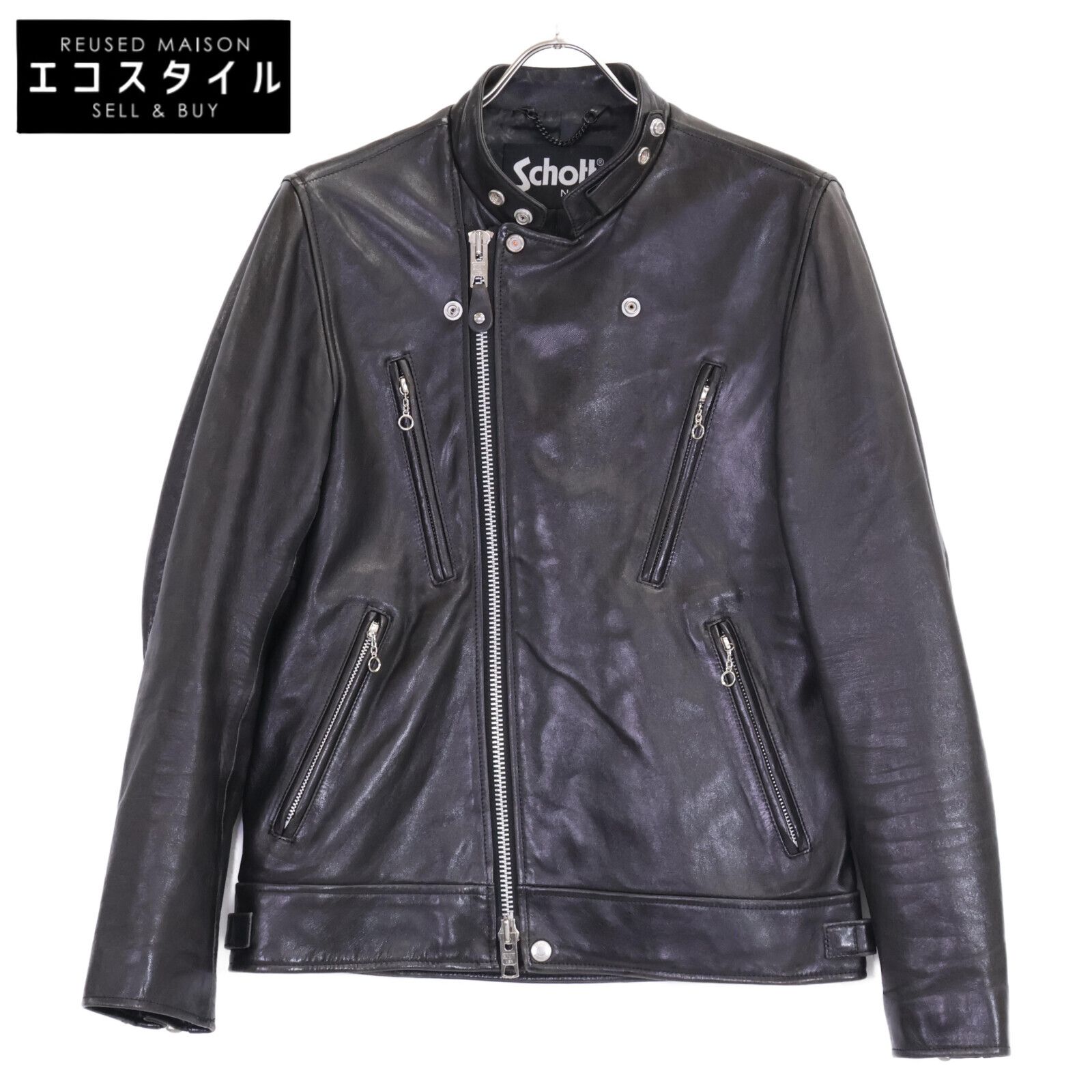 SCHOTT ショット 3101048 ﾌﾞﾗｯｸ DOUBLE BREST RIDERS ｼｰﾌﾟｽｷﾝ ﾗｲﾀﾞｰｽ 