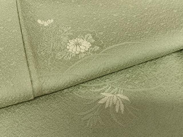 平和屋着物○本加賀友禅作家 柿本市郎監修 色無地 草花地紋 青竹