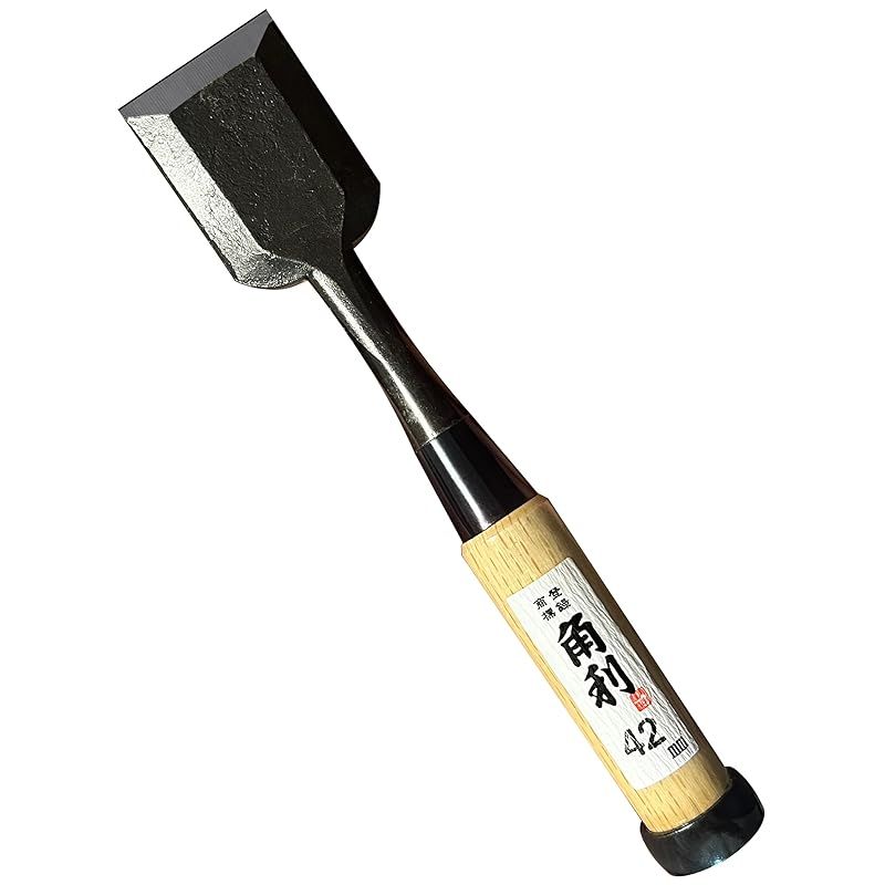 角利(KAKURI) 追入のみ 面取 白樫柄 全長215mm 刃先42mm 鑿 ノミ DIY
