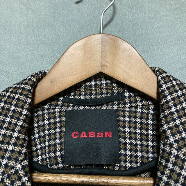 CABaN キャバン 20/SS コットンポリエステル ジャージー ストレッチ 3B テーラードジャケット size.L ブラウン チェック