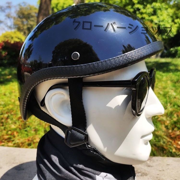 バイクヘルメット 水杓型 半帽 半キャップ ロードバイク ハーレー サイクルヘルメット 自転車用 輝く黒