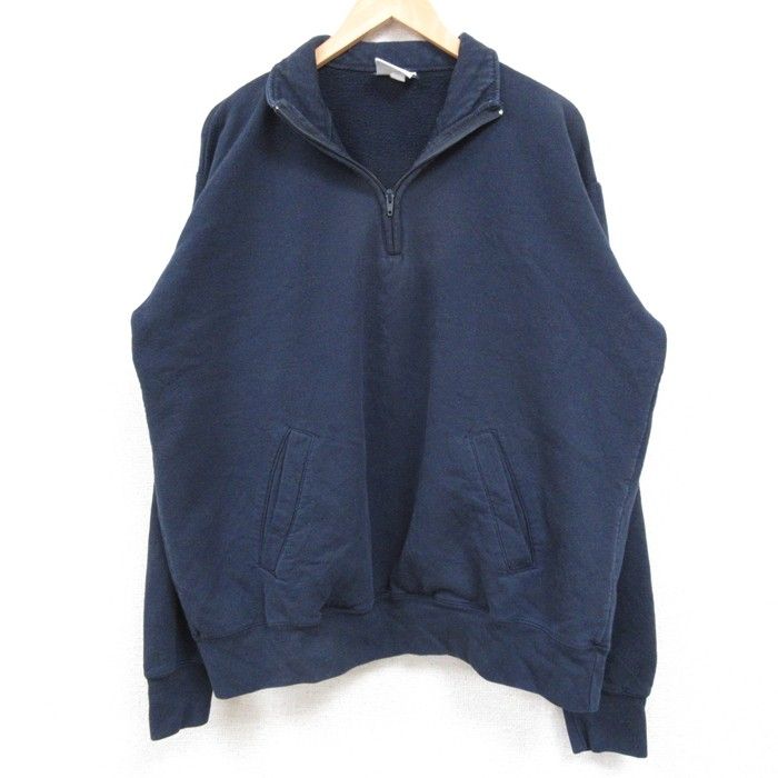 XL/古着 チャンピオン Champion 長袖 ハーフジップ スウェット メンズ 無地 紺 ネイビー 25feb19 中古 スエット トレーナー トップス