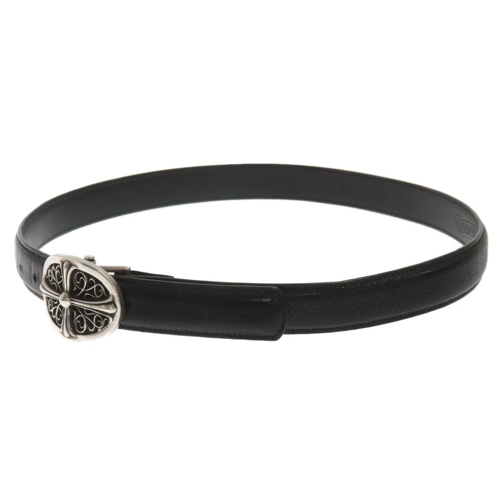 CHROME HEARTS (クロムハーツ) OVAL CROSS STRAP1.0 / 1.0クラシックオーバルクロスバックル レザーベルト ブラック/シルバー 30inch