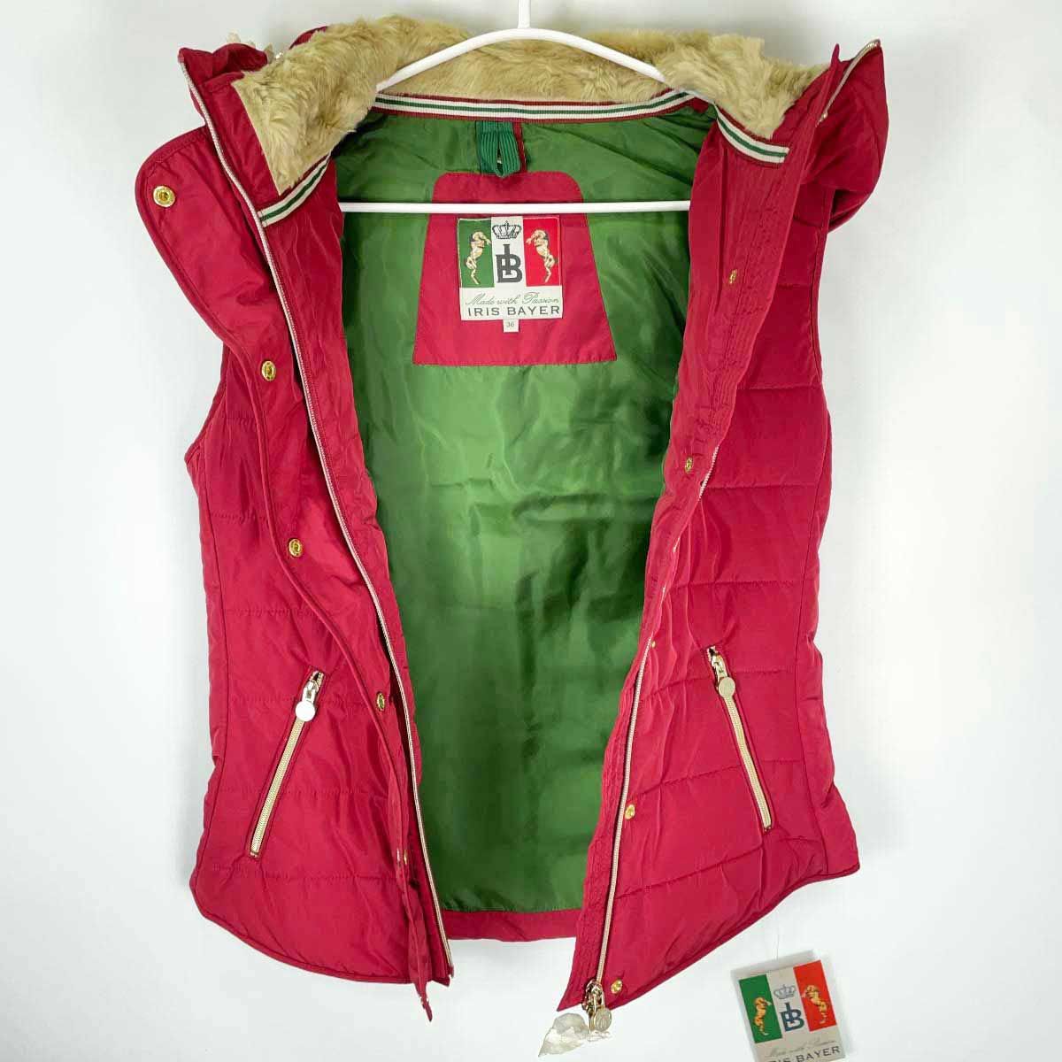 ♥ IRIS BAYER 中綿 ベスト 36 ルビー レッド B5684 レディース アイリスバイエル 乗馬 防寒