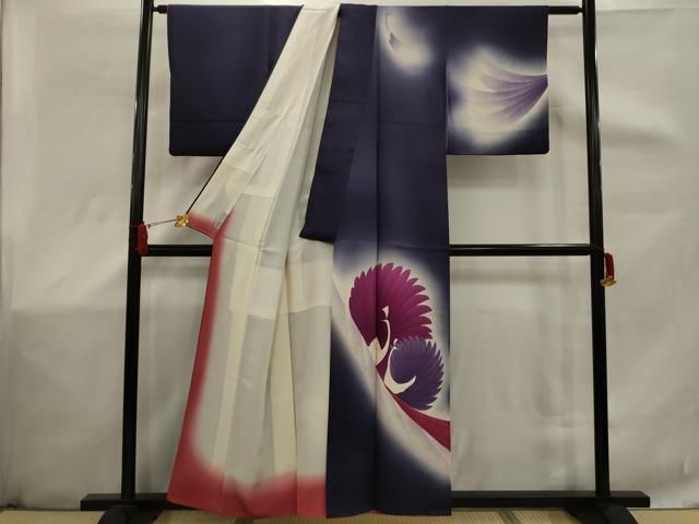 平和屋着物＃男性 和装コート 霞文 キングサイズ ロング丈 正絹 逸品  